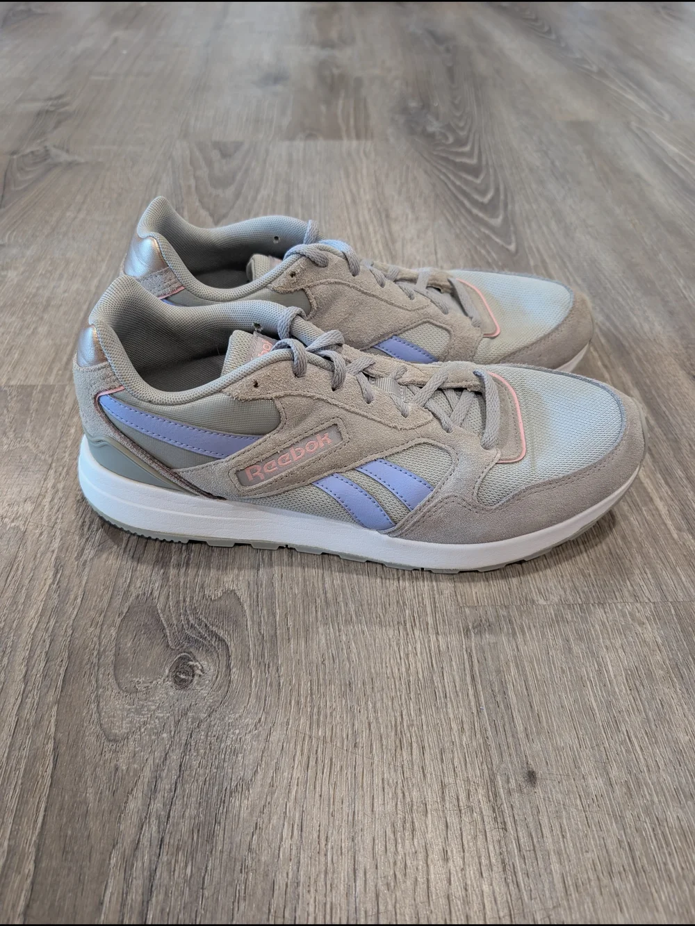 Reebok GL 1000 Grey Suede Pastel Pink Blue Retro Heritage Lifestyle Sneakers